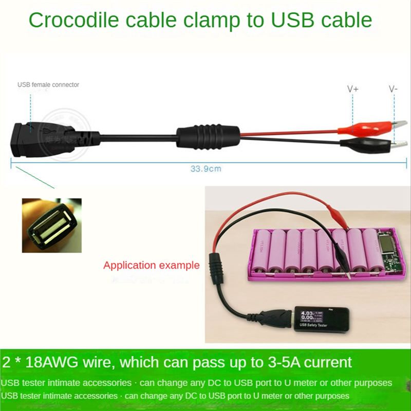 A01E-2Pcs USB Alligator Clips  - Usb Ammeter Tester recensione e prezzo