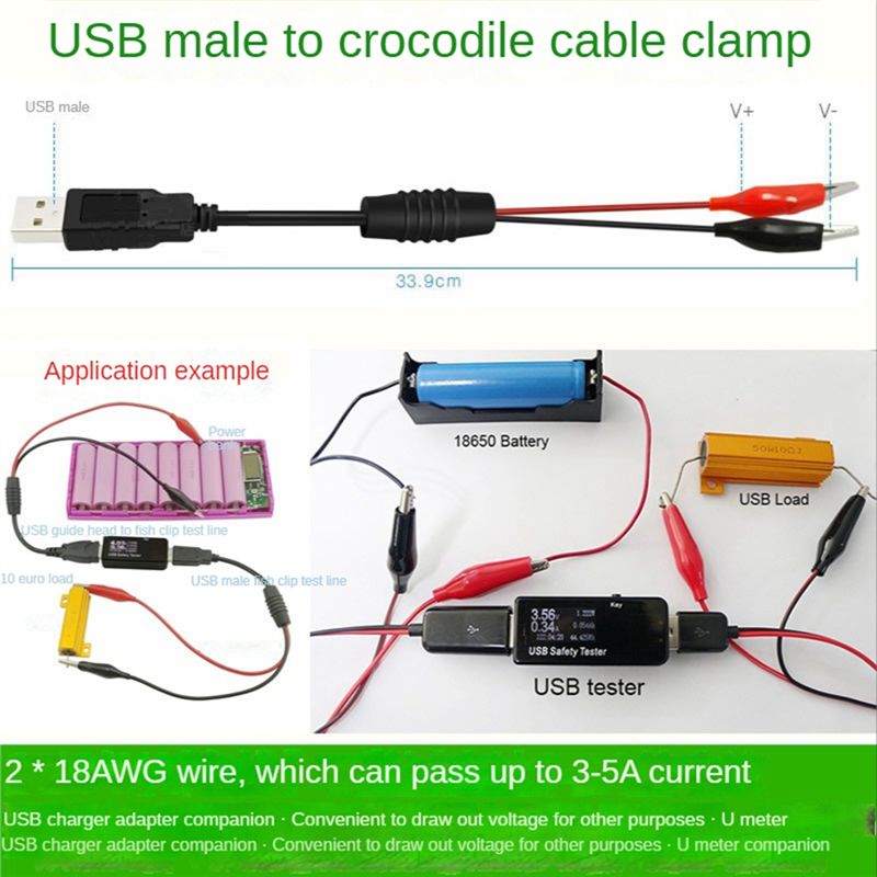 A01E-2Pcs USB Alligator Clips  - Usb Ammeter Tester recensione e prezzo