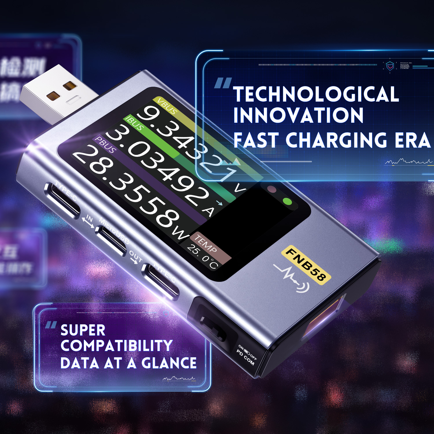 FNIRSI-FNB58 USB Voltage Teste - Usb Ammeter Tester recensione e prezzo