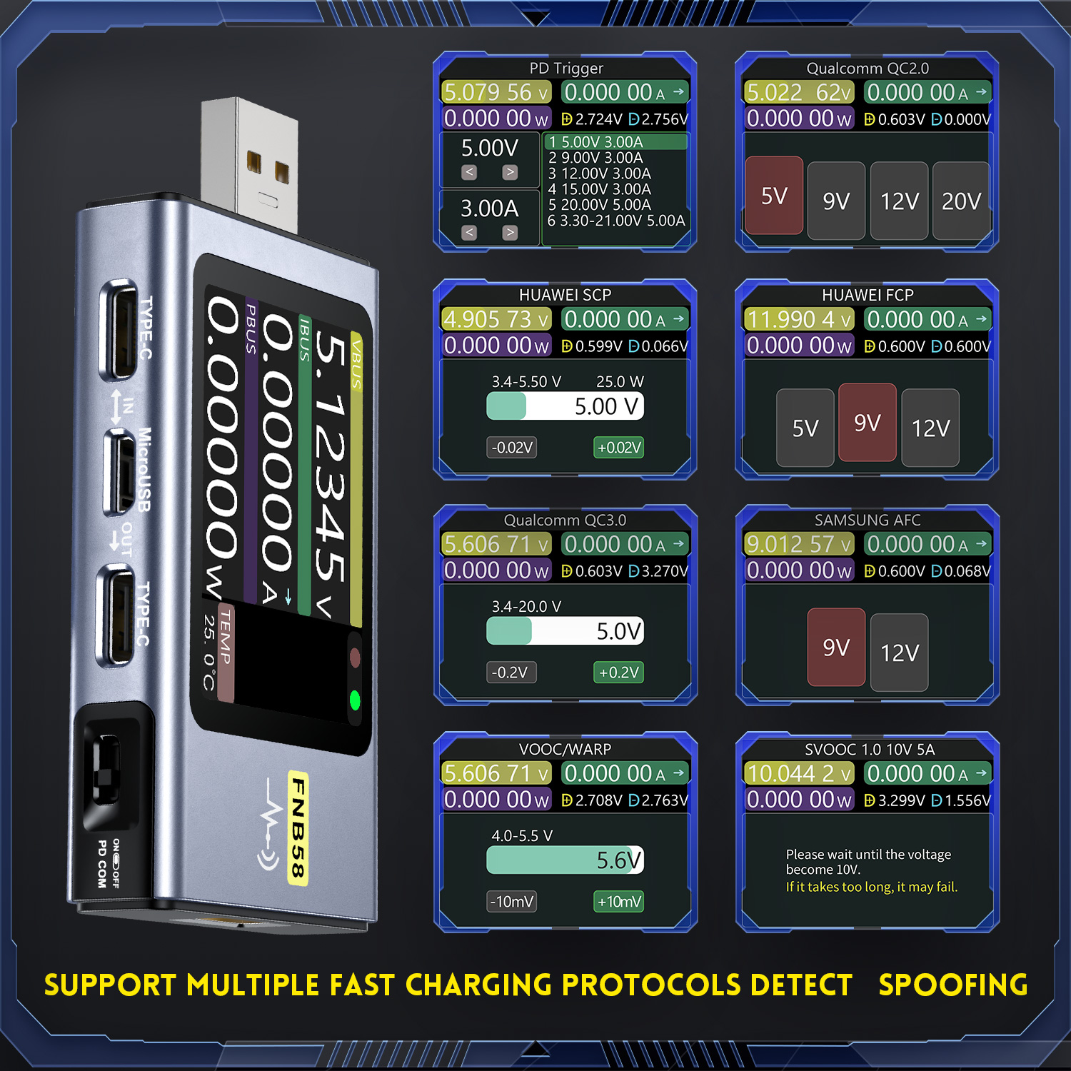 FNIRSI-FNB58 USB Voltage Teste - Usb Ammeter Tester recensione e prezzo