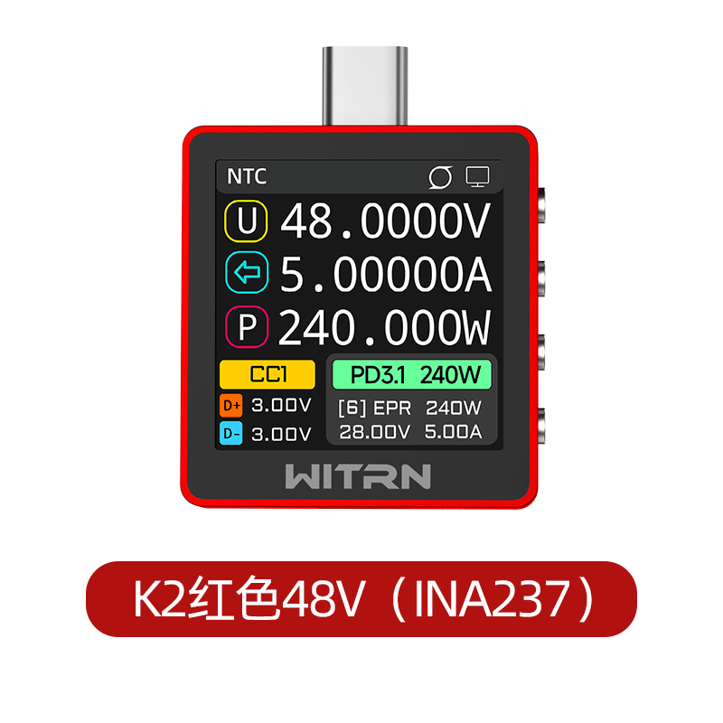 New Red Version WITRN K2 INA23 - Usb Ammeter Tester recensione e prezzo